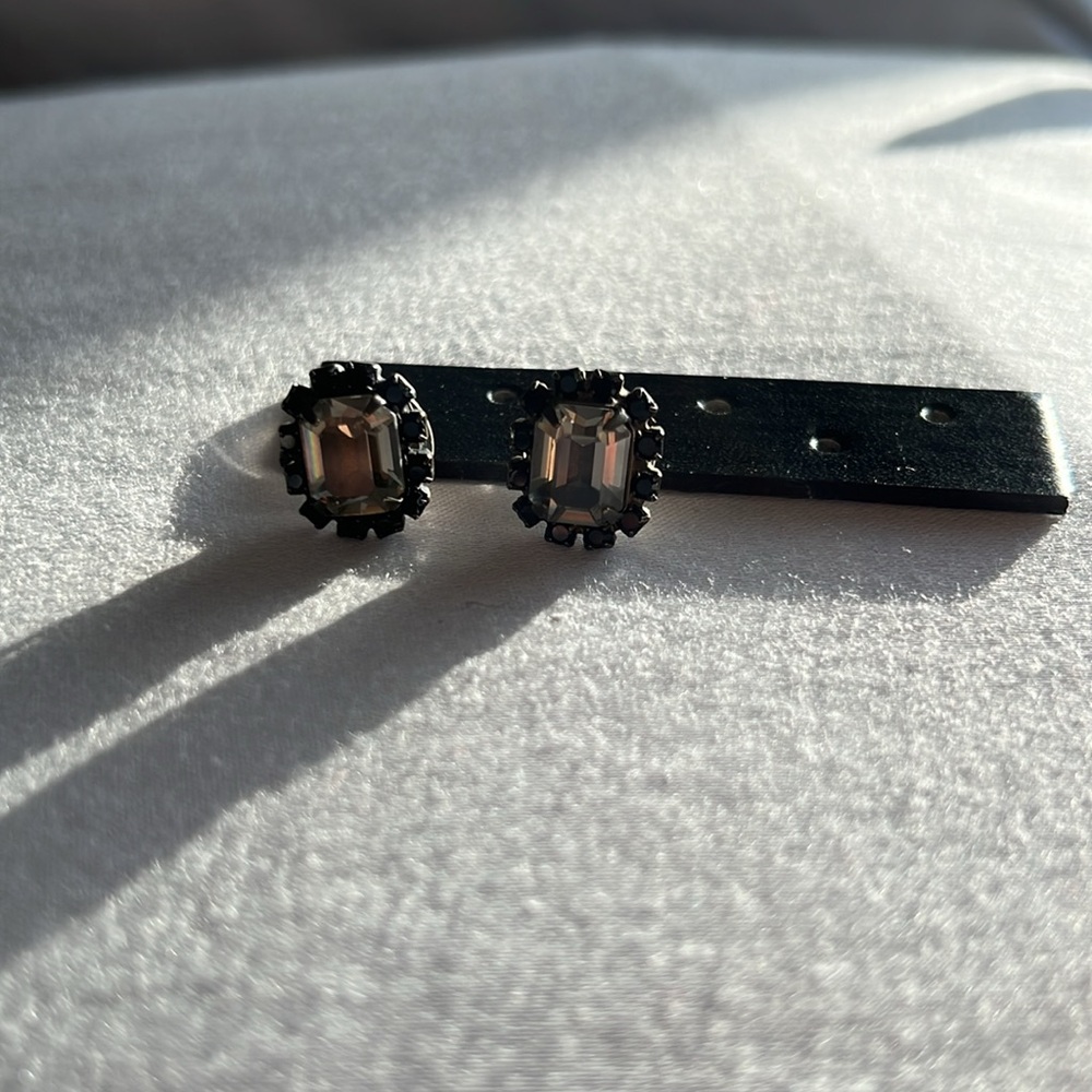 Black and Smokey crystal large rectangle studs